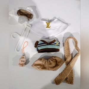 Labubu New Brown/Blue 💙 Winter Sweater Outfit With Extra Items (No Doll)